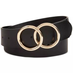 International Concepts Leather Double Circle Belt w/Gold Hardware NWT